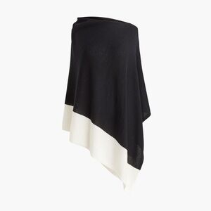 J. Crew Black and White Color-block Cotton Cashmere Blend Poncho Sweater